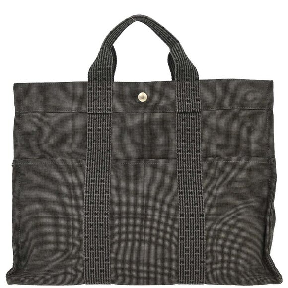 Hermes Gray Canvas Herline Tote MM Handbag 186974 - Picture 1 of 10